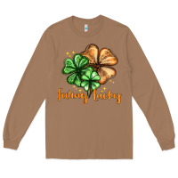 Toasted Coconut Feeling lucky with clover Long Sleeve Tee - HowdyJamesFarm