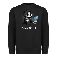 Black killin' it shirt funny grim reaper halloween sarcasm Heavyweight Sweatshirt - trangStudio