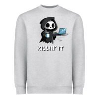 Heather Grey killin' it shirt funny grim reaper halloween sarcasm Heavyweight Sweatshirt - trangStudio