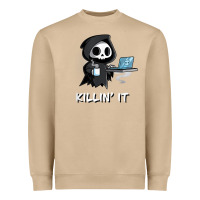 Killin' It Shirt Funny Grim Reaper Halloween Sarcasm Heavyweight Sweatshirt | Teevron