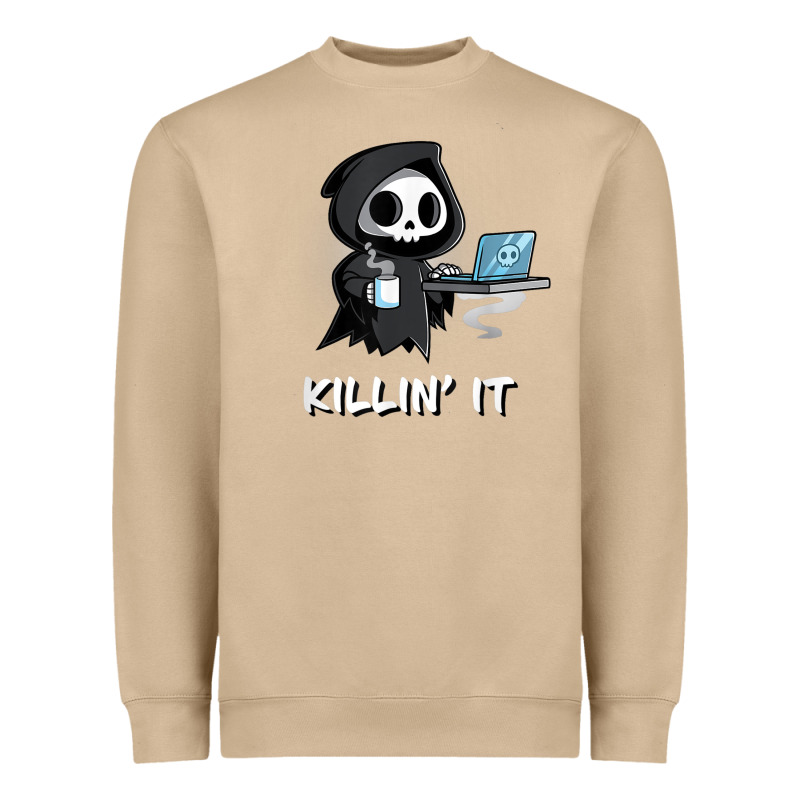 Killin' It Shirt Funny Grim Reaper Halloween Sarcasm Heavyweight Sweatshirt by trangStudio | Teevron