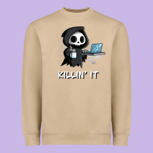 Killin' It Shirt Funny Grim Reaper Halloween Sarcasm Heavyweight Sweatshirt Designed By Trangstudio