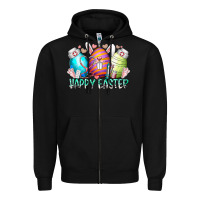 Black happy easter day eggs nurse Zipper Hoodie - RacoonDesign