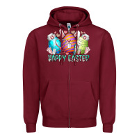 Burgundy happy easter day eggs nurse Zipper Hoodie - RacoonDesign