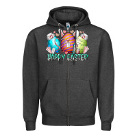 Charcoal Heather happy easter day eggs nurse Zipper Hoodie - RacoonDesign