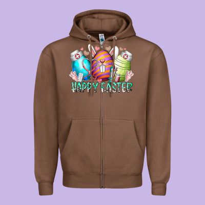 Happy Easter Day Eggs Nurse Zipper Hoodie Designed By Racoondesign