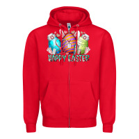 Red happy easter day eggs nurse Zipper Hoodie - RacoonDesign
