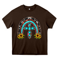 Chocolate Brown cross rainbow Heavy Core Tee - JahusDesignShop