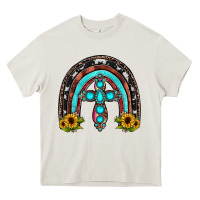 Cream cross rainbow Heavy Core Tee - JahusDesignShop