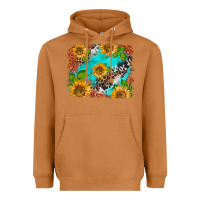 Meerkat western sunflowers turquoise cowhide  tooled leather Heavyweight Hoodie - BarkalooDesign