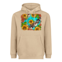 Mushroom western sunflowers turquoise cowhide  tooled leather Heavyweight Hoodie - BarkalooDesign