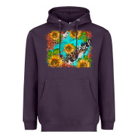 Plum western sunflowers turquoise cowhide  tooled leather Heavyweight Hoodie - BarkalooDesign