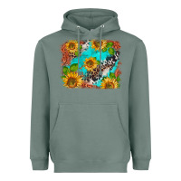 Sage western sunflowers turquoise cowhide  tooled leather Heavyweight Hoodie - BarkalooDesign