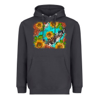 Smoke western sunflowers turquoise cowhide  tooled leather Heavyweight Hoodie - BarkalooDesign