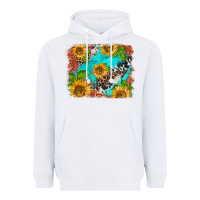 White western sunflowers turquoise cowhide  tooled leather Heavyweight Hoodie - BarkalooDesign