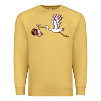 Antique Gold stork with black baby girl Premium Sweatshirt - BarkalooDesign