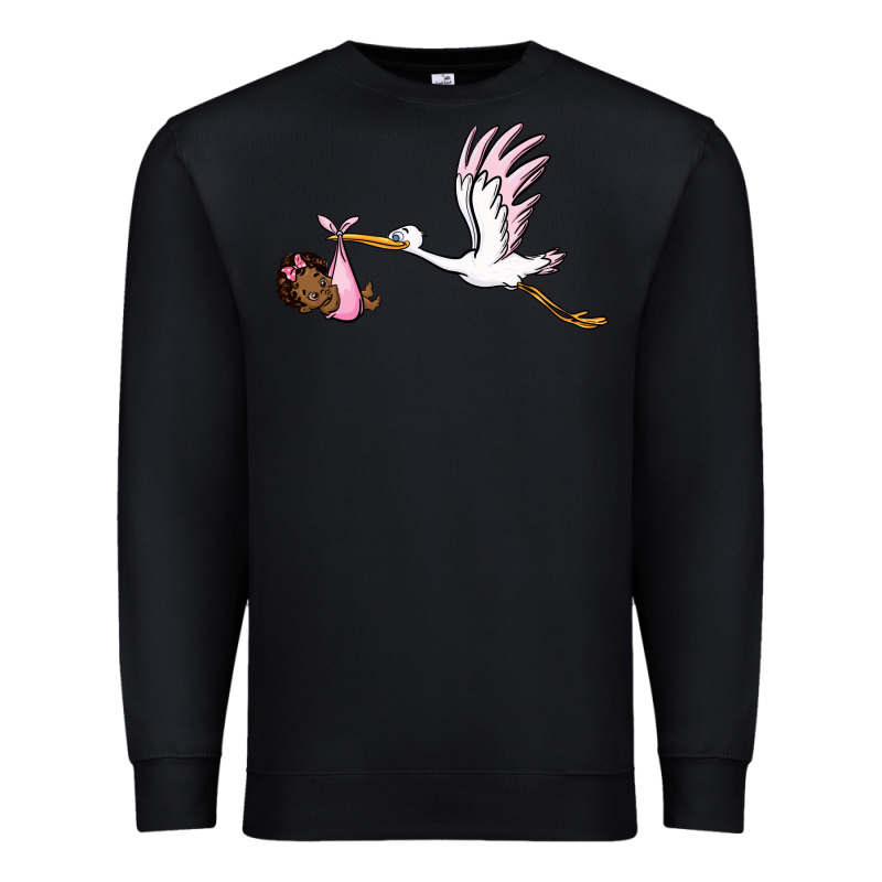 Stork With Black Baby Girl Premium Sweatshirt by BarkalooDesign | Teevron