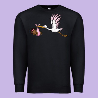 Stork With Black Baby Girl Premium Sweatshirt Designed By Barkaloodesign