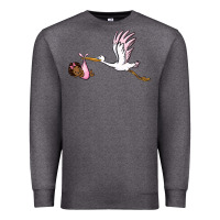 Charcoal Heather stork with black baby girl Premium Sweatshirt - BarkalooDesign