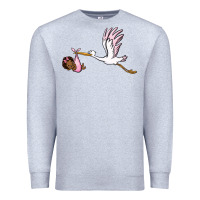 Heather Grey stork with black baby girl Premium Sweatshirt - BarkalooDesign