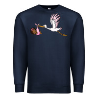 Navy stork with black baby girl Premium Sweatshirt - BarkalooDesign
