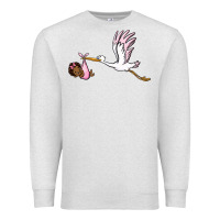 Oatmeal Heather stork with black baby girl Premium Sweatshirt - BarkalooDesign