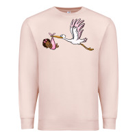 Pale Pink stork with black baby girl Premium Sweatshirt - BarkalooDesign