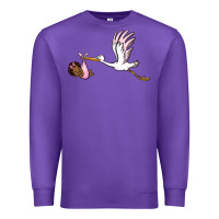 Purple stork with black baby girl Premium Sweatshirt - BarkalooDesign