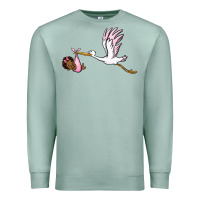 Seafoam stork with black baby girl Premium Sweatshirt - BarkalooDesign