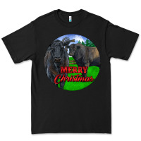 Black Black Angus Cattle and Bull Merry Christmas Premium Tee - RanaPortraitStore