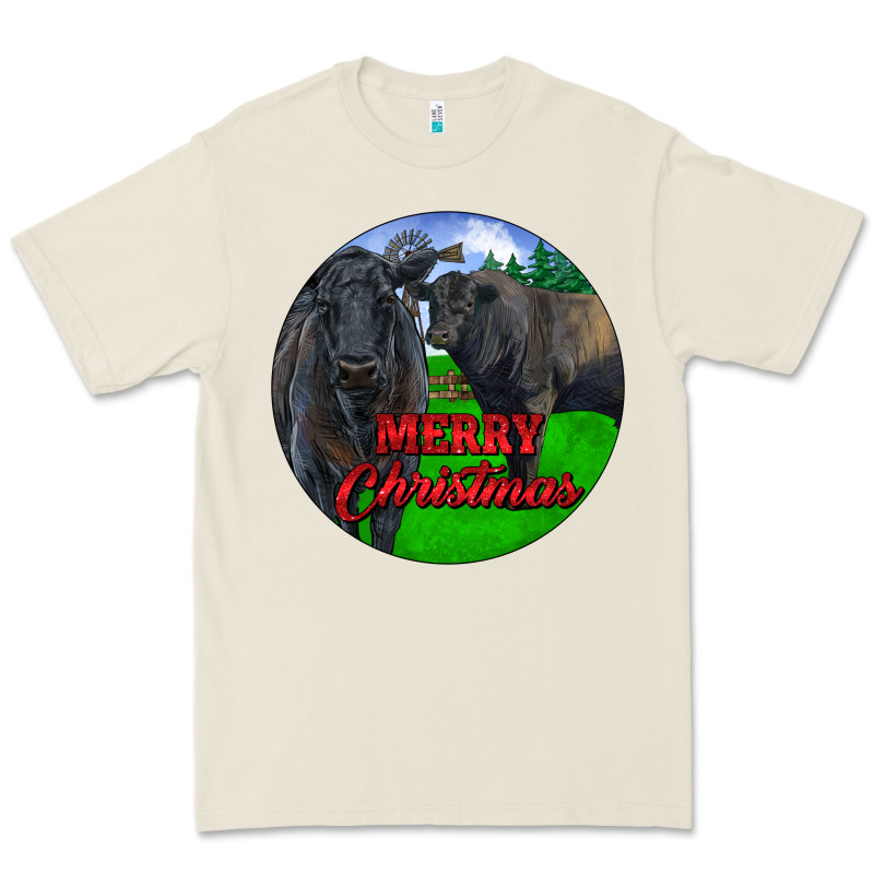 Black Angus Cattle And Bull Merry Christmas Premium Tee by RanaPortraitStore | Teevron