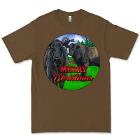 Cacao Black Angus Cattle and Bull Merry Christmas Premium Tee - RanaPortraitStore
