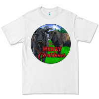 White Black Angus Cattle and Bull Merry Christmas Premium Tee - RanaPortraitStore