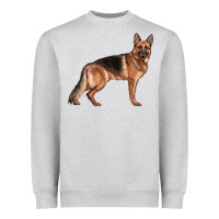 Heather Grey German Shepherd Dog Illustrations Heavyweight Sweatshirt - LillyAllenDesigns