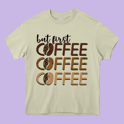 But First Coffee Coffee Coffee Heavy Core Tee Designed By Barkaloodesign