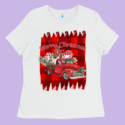 Merry Christmas Y'all Truck Ladies Tee Designed By Bettercallsaul