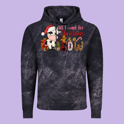 All Want For Christmas Is A Cow Vintage Hoodie Designed By Cowgirlartshop