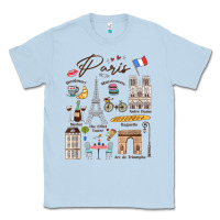 Dusty Blue paris bonjour eiffel tower paris lover paris traveling vacay Classic Tee - trangStudio