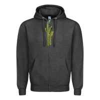 Charcoal Heather saguaro cactus Zipper Hoodie - LillyAllenDesigns