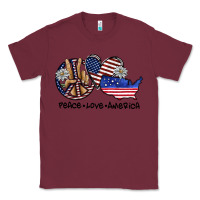 Burgundy peace love america Classic Tee - SublimationCraftShop