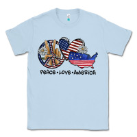 Dusty Blue peace love america Classic Tee - SublimationCraftShop