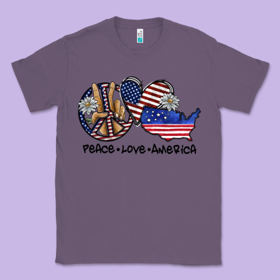 Peace Love America Classic Tee Designed By Sublimationcraftshop