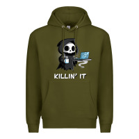 Army Green killin' it shirt funny grim reaper halloween sarcasm Premium Hoodie - trangStudio