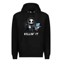 Black killin' it shirt funny grim reaper halloween sarcasm Premium Hoodie - trangStudio