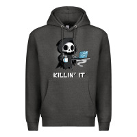 Charcoal Heather killin' it shirt funny grim reaper halloween sarcasm Premium Hoodie - trangStudio