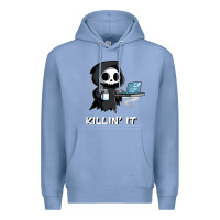 Colony Blue killin' it shirt funny grim reaper halloween sarcasm Premium Hoodie - trangStudio