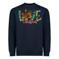 Navy Love Snowman Heavyweight Sweatshirt - CowhideDigitalArt