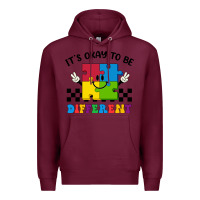 Burgundy It's Okay To Be Different Premium Hoodie - CowhideDigitalArt