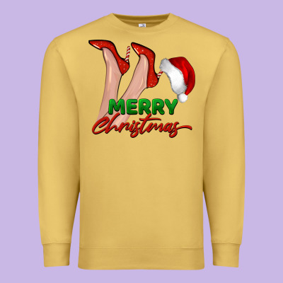 Merry Christmas Heels Premium Sweatshirt Designed By Barkaloodesign