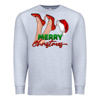 Heather Grey merry Christmas heels Premium Sweatshirt - BarkalooDesign